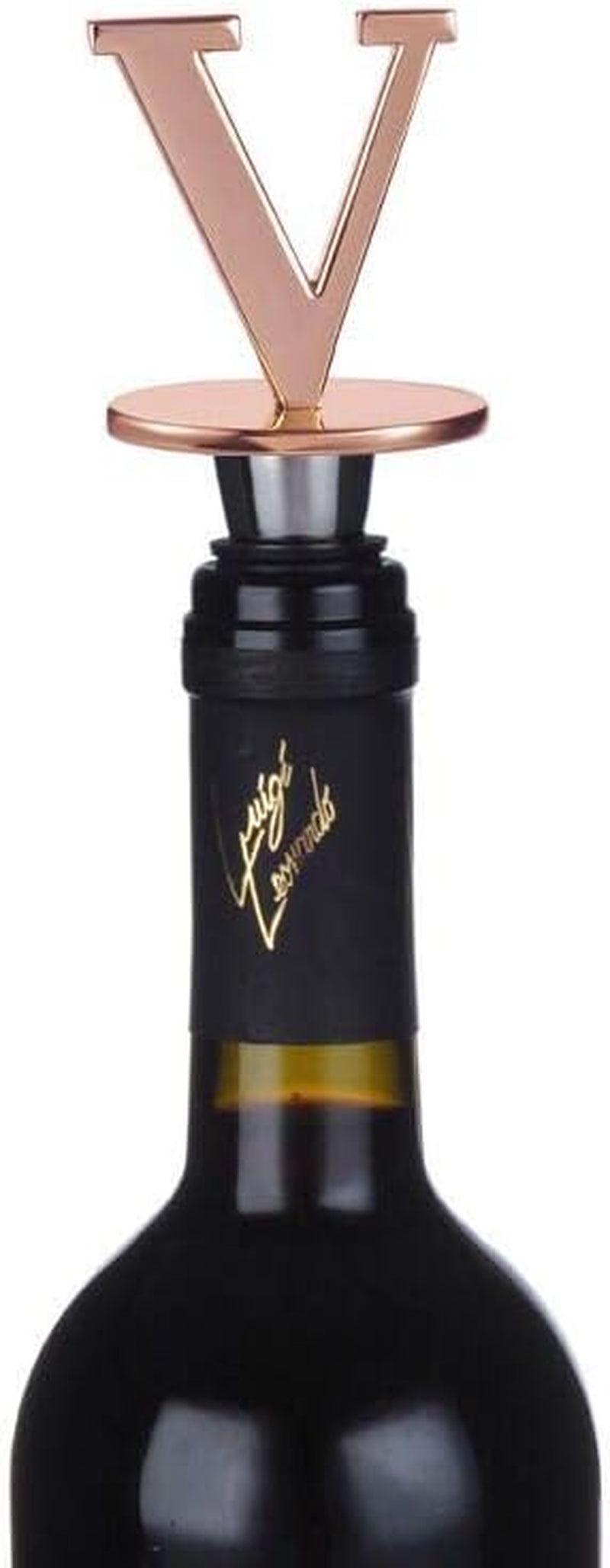 Wine and Beverage Bottle Stopper with Rose Gold Finish-Perfect Presents/Gift Idea for Valentines Day, Mothers Day, Fathers Day, Thanksgiving Day,E-Initial (Letter E)